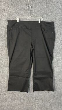Belle Kim Gravel Jeans Womens Plus 28W Black Mariner Crop Twill Triple Luxe